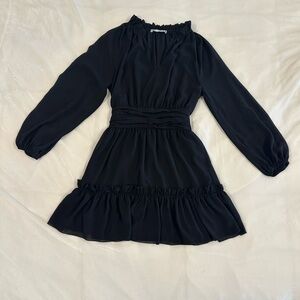 ZARA Black Long Sleeve Ruffle Mini Dress